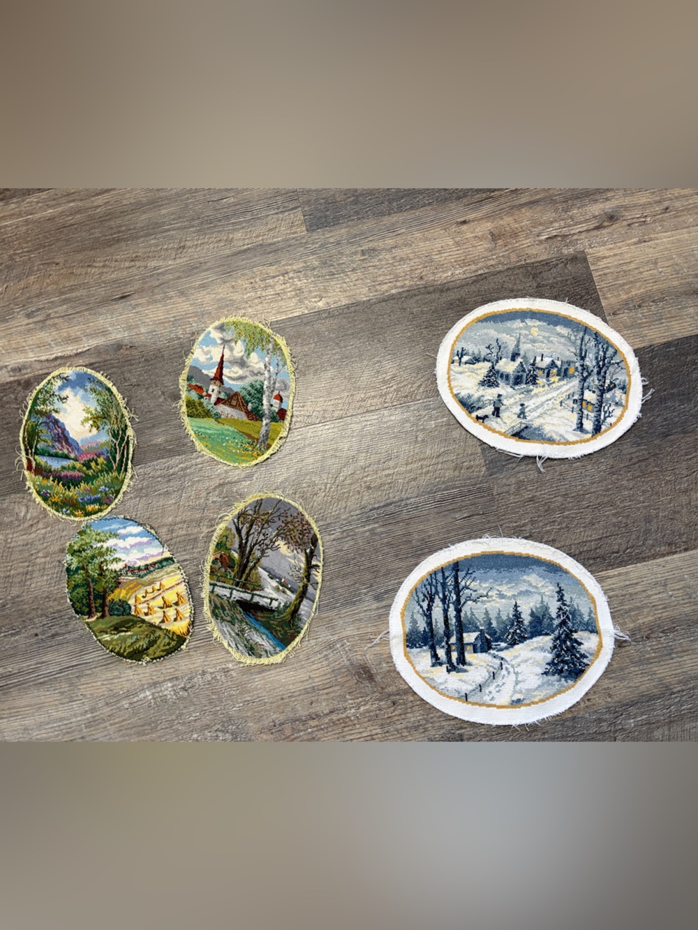 Scenic embroidery pictures